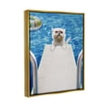 thumbnail image 3 of Stupell Industries Cat on Diving Board Animals & Insects Painting Gold Floater Framed Art Print Wall Art, 17 x 21, 3 of 9