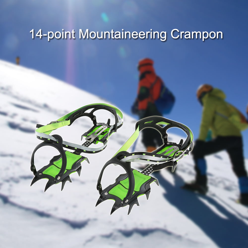 Docooler 14-point Manganese Steel Climbing Gear Crampons Ice Grippers Crampon Traction Device Mountaineering Glacier Travel Ice Waiking 