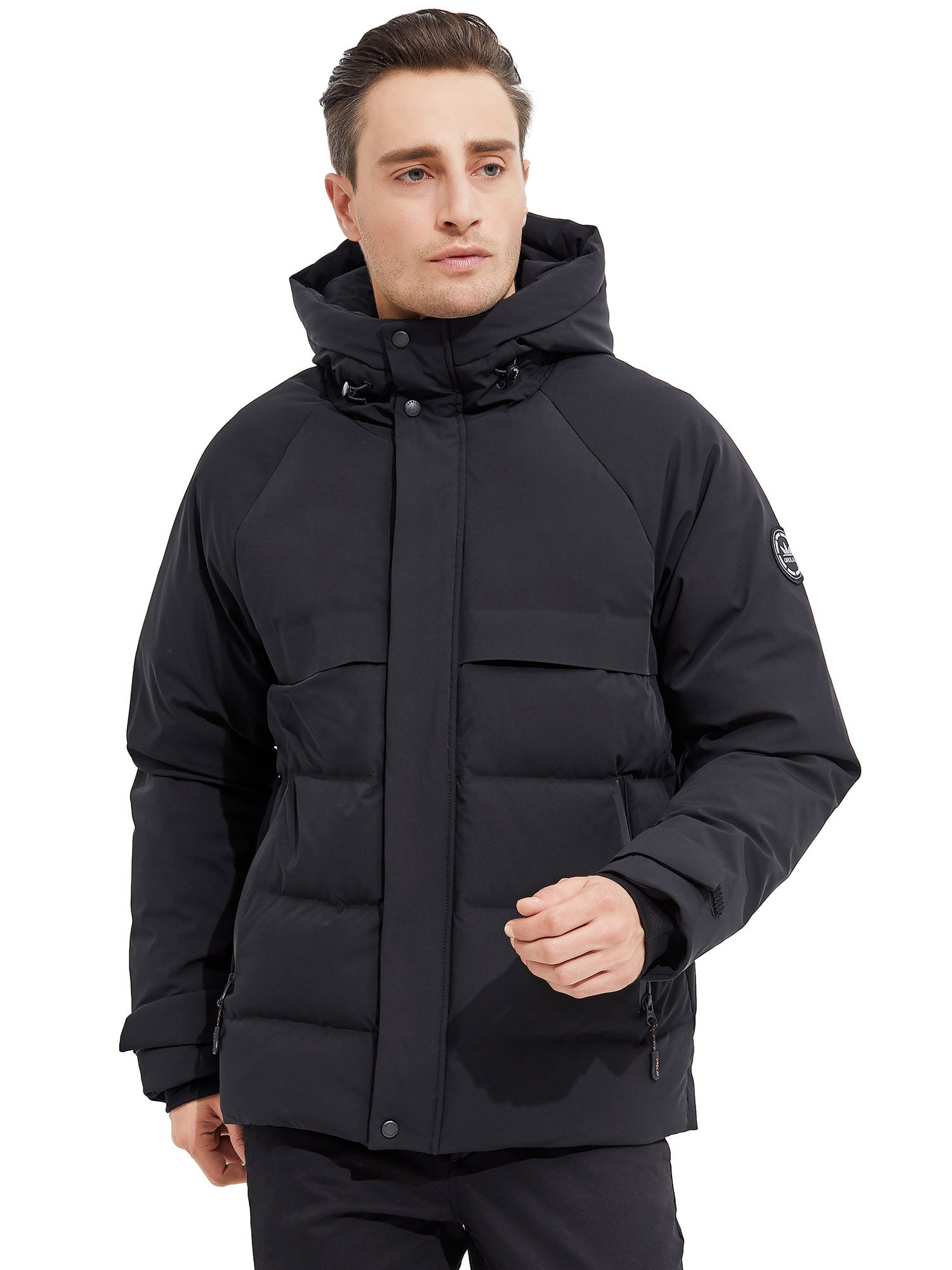 Orolay Men's Winter Down Jacket with Adjustable Drawstring Hood Ribbed ...