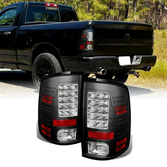 AKKON - For 2013-2018 Dodge Ram 1500 2500 3500 Pickup Truck Black Rear LED Tail Lights Brake Lamps Replacement