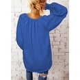 thumbnail image 2 of Women's Shirts  2023 Gathered Long Sleeve V Neck Casual Chiffon Shirt Tops, 2 of 8