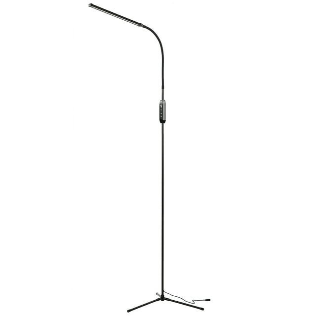 Herwey Lampe sur Pied Noire 12 W Moderne à DEL avec Télécommande, Base à 3 Fourches, 110‐240 V, Éclairage pour la Maison, Lampe avec Télécommande