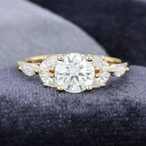 Jewelerix 14K Yellow Gold Ring 2 CT Round Cut Ring Moissanite Diamond Engagement Ring Unique Promise Rings for Her