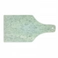 thumbnail image 1 of Nature Cutting Board, Delicate Blosssoms of Spring in Doodle Art Style with Little Birds, Decorative Tempered Glass Cutting and Serving Board, Wine Bottle Shape, Pale Green Fern Green, by Ambesonne, 1 of 1
