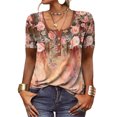 thumbnail image 2 of Blouses à Manches Courtes pour Femmes T-Shirt à Col Rond Décontracté à Imprimé Floral pour Femmes Tuniques à Manches Courtes Hauts Blouse Femme Hauts à Manches Courtes Femme Blouse à Manches Courtes Hauts à Manches Courtes pour Femmes, 2 of 6