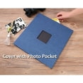thumbnail image 3 of Álbum de fotos para fotografías de 4 x 6 y 8 x 10 pulgadas, libro de recuerdos con cubierta de lino autoadhesiva azul, álbum de recortes sin ácido ni PVC, regalo perfecto para preservar recuerdos, 40, 3 of 7