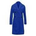 thumbnail image 4 of Kixjoy Blue Trench Coat Women Plus Size Button Down Fall Coat Long Sleeve Notched Collar Wool Jacket Thermal Fashion Basic Windbreaker Jackets for Women with Pockets, Royal Blue L, 4 of 4