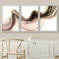 thumbnail image 3 of PixonSign Framed Wall Art Set Pastel Watercolor Brown Black Paint Stroke Landscape Abstract Canvas Print Nature Wilderness Modern Art Decor Scenic Relax/Calm for Bedroom - 24"x36"x3 Panels White, 3 of 5