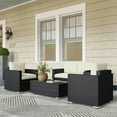 thumbnail image 5 of Barara King Patio Furniture Sets,Outdoor & Patio Furniture Sets,4 Pieces Rattan Sofa Set Wicker Patio Sofa Set with Loveseat Chairs Glass Top Coffee Table, Cream, 5 of 11