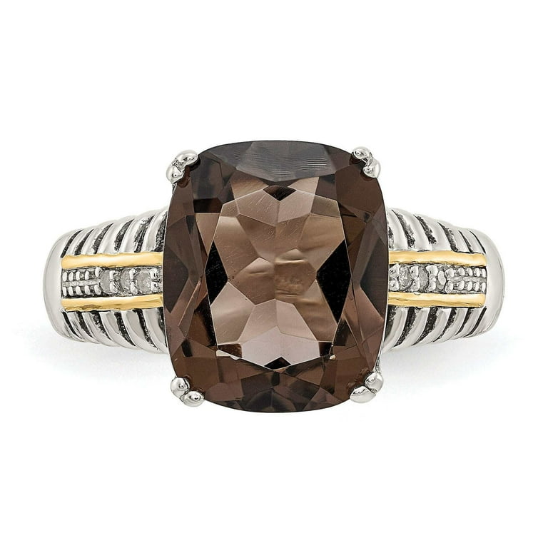 Smoky Quartz Chocolate Diamond Rings At Walmart Sterling Silver