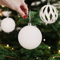 thumbnail image 4 of 6 Pcs Large Velvet Christmas Ball Ornaments 3.15'' Vintage Neutral Christmas Ornaments Hanging Flocked Tree Decorations for Holiday Party Xmas (White), 4 of 6