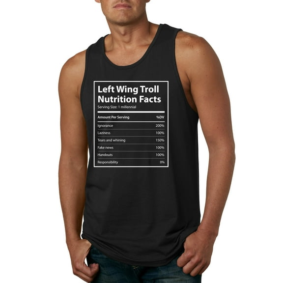 Left Wing Troll Nutrition Facts | Mens Graphic Tank Top, Black, Small