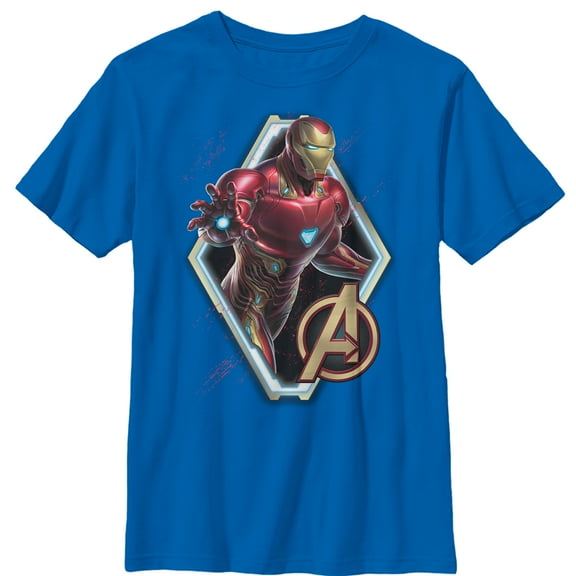 Boy's Marvel Avengers: Endgame Iron Man Frame Graphic Tee Royal Blue Small