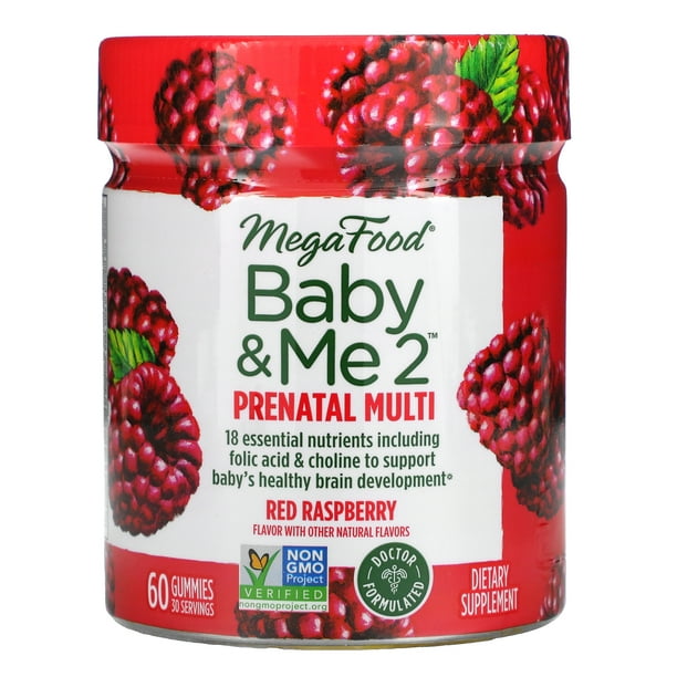 MegaFood, Baby Me 2, Prenatal Multivitamin, Red Raspberry, 60 Gummies