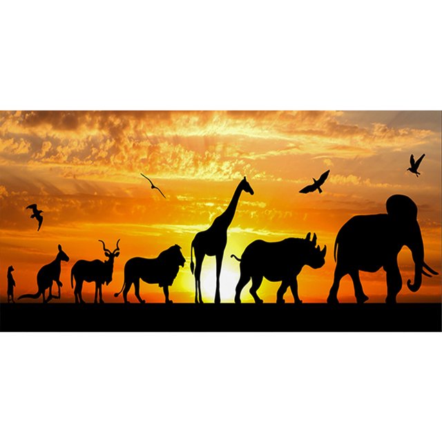 Kits de pintura al óleo de animales al atardecer por números, cuadro de lienzo, arte de pared, Color artesanal DIY Likrtyny Arte deco