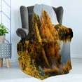 thumbnail image 4 of Fall Soft Flannel Fleece Throw Blanket, Lake at Sunset Rays Autumnal Landscape Pond Woodland Outdoors Ecology Environment, Cozy Plush for Indoor and Outdoor Use, 70" x 90", Multicolor, by Ambesonne, 4 of 5