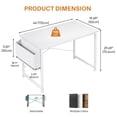 thumbnail image 3 of edx 44" Home Office Desk for Small Spaces, Computer Desk with Storage Bag & Hook, Modern Simple Style Study Writing Table for Bedroom, White, 3 of 8