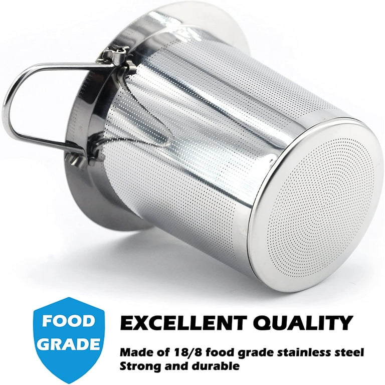 Stainless Steel Tea Infuser With Lid & Handle - Fine Mesh Strainer For Loose Leaf Tea