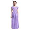 thumbnail image 2 of MSemis Robe de Princesse pour Enfants Robe de Demoiselle d'Honneur en Chiffon Plissé Manches Flottantes Robe de Fête d'Anniversaire Lavande 12, 2 of 7