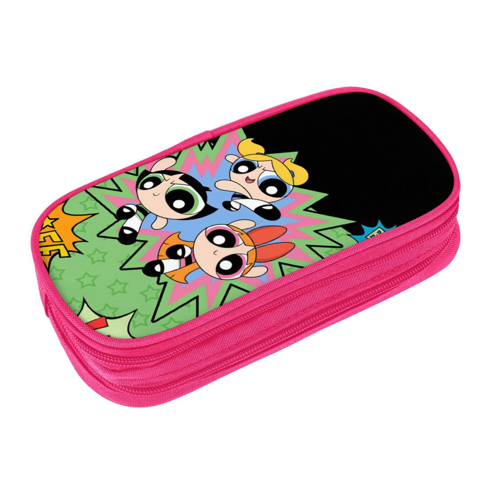 The Powerpuff Gi-rls Pencil Case Large Capacity Pencil Pouch Penbag Office Stationery Organizer Travel Makeup Bag Pink
