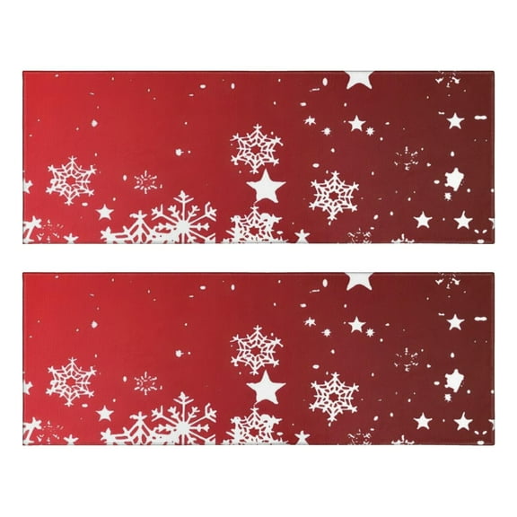 Kitchen Rugs Sets Of 2,Red Christmas Snowflake Pattern Anti Fatigue Kitchen Mat Rugs Non Slip Washable,Decorative Kitchen Floor Mats for Kitchen,Sink,Laundry,17"X47"