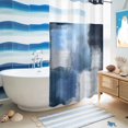 thumbnail image 5 of No Hook Shower Curtain, Navy Blue Ombre Shower Curtains for Bathroom with See Through Top Window, Modern Oil Painting Geometric Waterproof & Washable Bath Curtain Small Stall 36"x78", 5 of 9