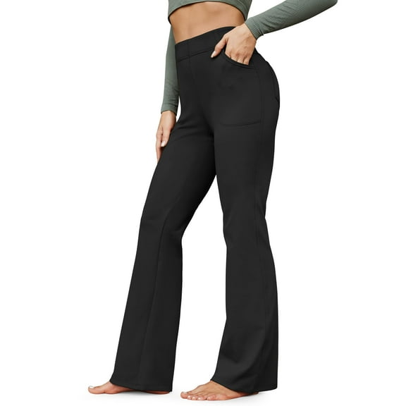 G4Free Fleece Lined Pants for Women Yoga Pants with Pockets Flare Leggings High Waisted Bootcut Dress Winter Work Slacks