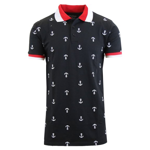 Mens Short Sleeve Printed Polo Shirts Slim Fit
