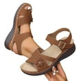 thumbnail image 5 of Miluxas Sandals for Women Orthopedic Shoes : Comfortable Dressy Womens Wedge Sandal Summer Walking Wedges - Casual Platform Sandals with Adjustable Hook Loop Brown 5.5(36), 5 of 9