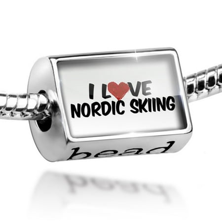 Bead I Love Nordic Skiing Charm Fits All European