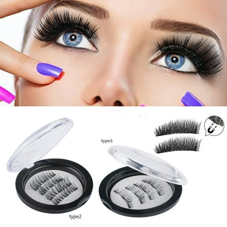 Magnetic Eyelashes, 8 Lashes Magnetic False Eyelashes, 3D Reusable Soft False Eyelashes No Glue Cover the Entire Eyelids for Ladies Women Natural Look (2 Pairs / 8