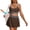 Coffee, variant on Bikini Sets for Women 2 Piece Boyshort Bikini Set Beaded Halter Triangle Swimsuit with Shorts Skirts