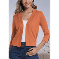 thumbnail image 5 of Women's Cropped Cardigan 3/4 Sleeve Spring Fall Sweater Solid Color Orange Color L, 5 of 7