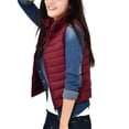 thumbnail image 2 of Innerwin Down Jackets Long Sleeve Ladies Puffer Vest Work Stand Collar Warm Outwear Wine Red XS, 2 of 3