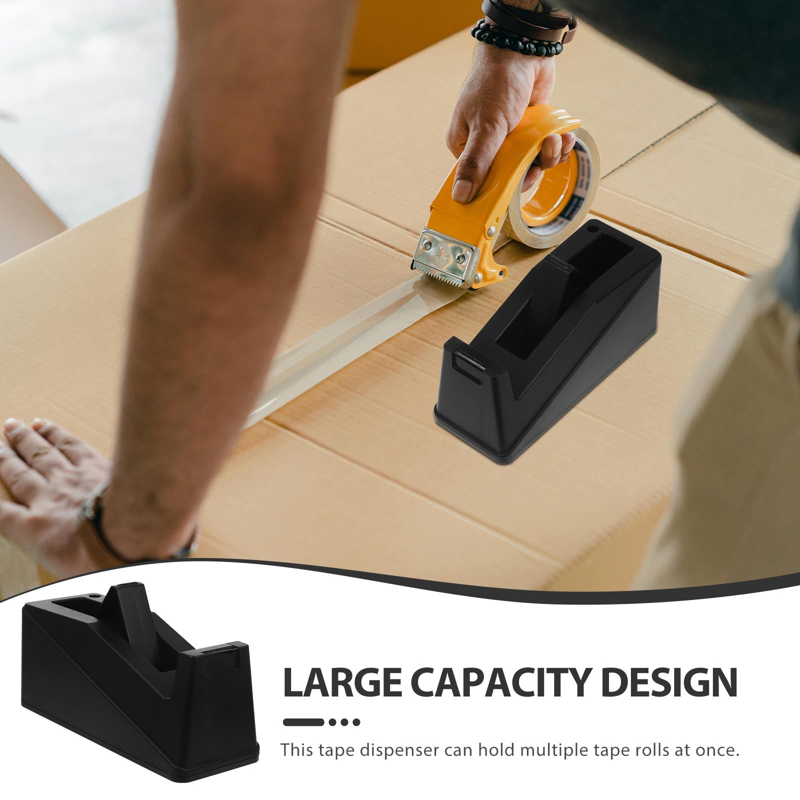 Raindrops Black Plastic Tape Dispenser Holder - 1 Set for Smooth Cutting and Versatile Use in Home, Office, and More