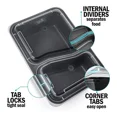 thumbnail image 4 of 5/10/20pcs Lunch Box 3 Compartment Food Storages With Lids Disposable Leak Proof Bento Box Storage Kitchen Accessories 2 grid transparent 10pcs, 4 of 6