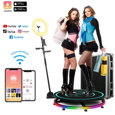 45.3" 360 Photo Booth Machine for 5-7 People Parties MWE 360 Spin Camera Video Booth Wedding with Flight Case, Selfie Photo Booth APP/Remote Control Automatic Slow Motion