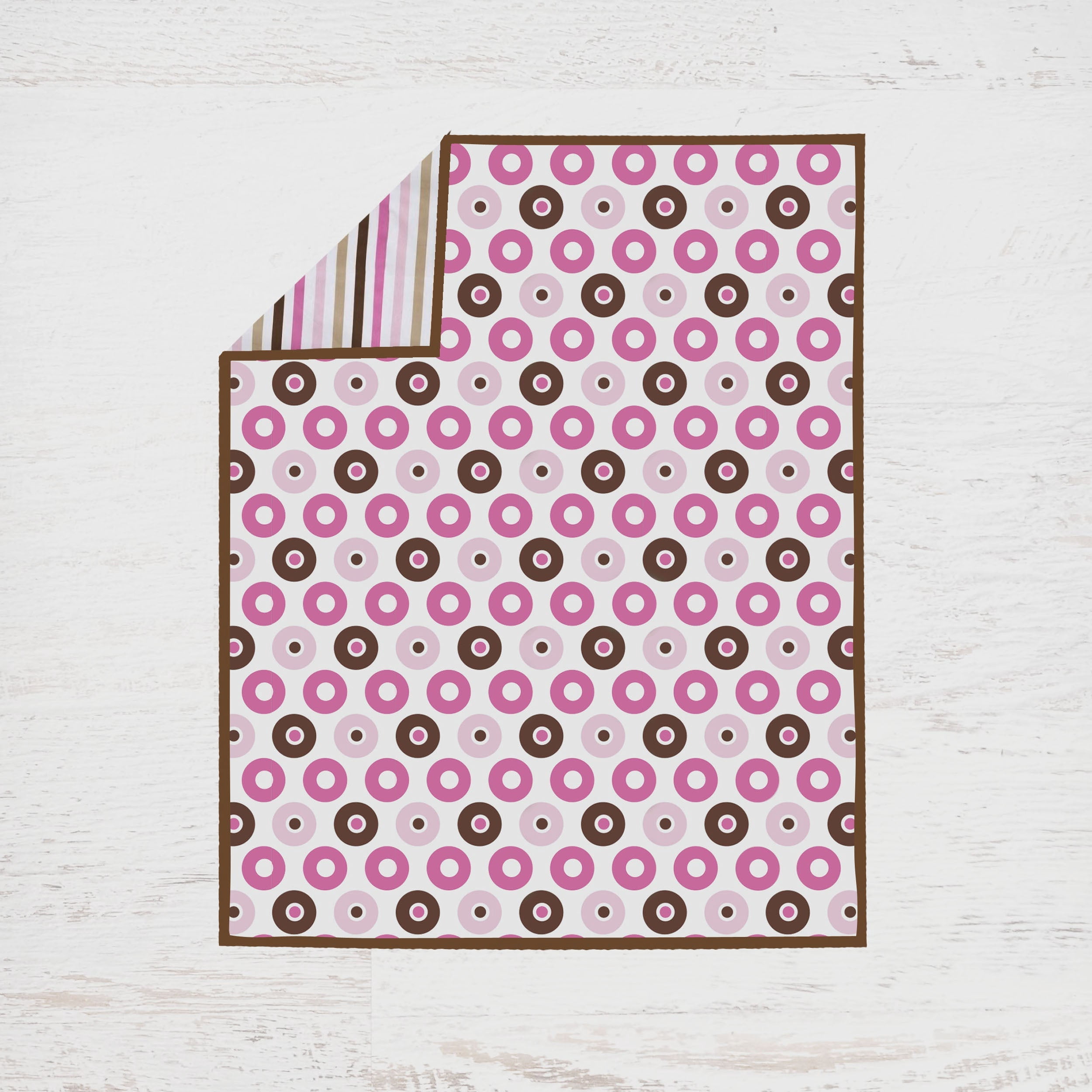 Bacati - Mod Dots Stripes 3-Piece Crib Bedding Set - Pink/Beige/Chocolate Girls