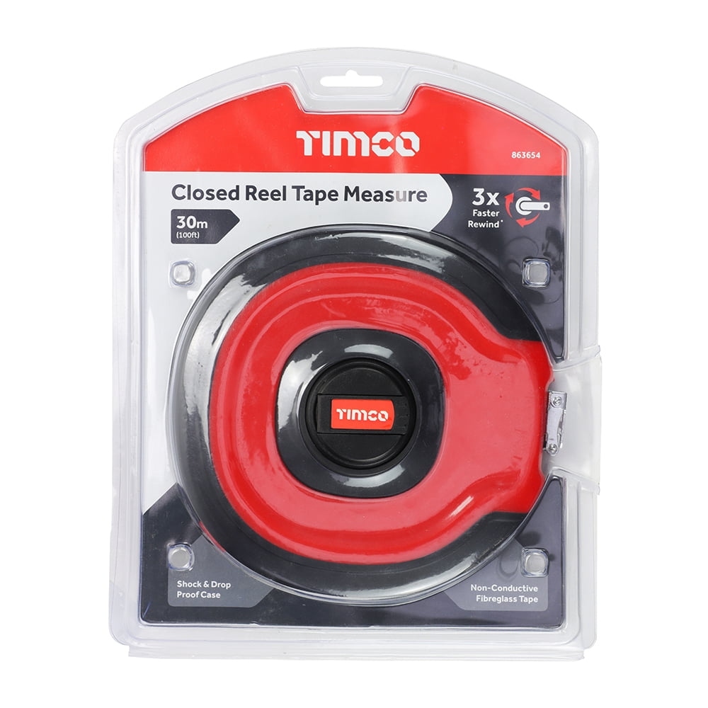 Timco - Closed Reel Tape Measure (Size 30m x 13mm - 1 Each)