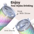 thumbnail image 4 of Leak-Proof 20oz Stainless Steel Coffee Tumbler with Handle, Geometric Texture Double Wall Insulated Travel Mug, 4 of 5