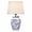 Blue Floral Ceramic Lamp, variant on Blue and White Ceramic Table Lamp for Bedroom, Small Chinoiserie Bedside Lamp with White Fabric Shade, Inline Switch, Extra-Reach Power Cord and 20W USB-C Charger Included