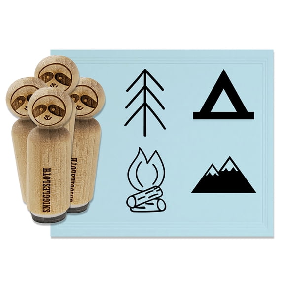 Camping Tent Tree Mountains Camp Fire Rubber Stamp Set for Scrapbooking Crafting Stamping - Medium 1 Inch