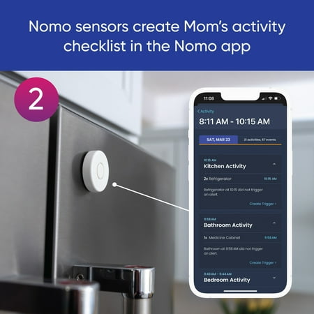 Nomo Smart Care - Smart Care Essential Care Kit - Easy set-up, real-time remote 24/7 caregiver check-in system with 911 dispatch support - Gray