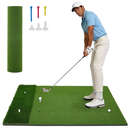 Ataucjin 5x4 ft Dual Turf Golf Mat , Thickened Golf Hitting Mat with Rough Artificial Grass, for Backyard Garage Indoor & Outdoor Swing, Chipping Practice, Ideal Gift for Golfers Men Dad