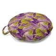 thumbnail image 1 of Vibrant Round Floor Cushion with Handle, Continuous Rain Forest Botanical Leaves Illustration, Decorative Pillow for Living Room & Dorms, 18" Round, Yellow Green Plum, by Ambesonne, 1 of 4