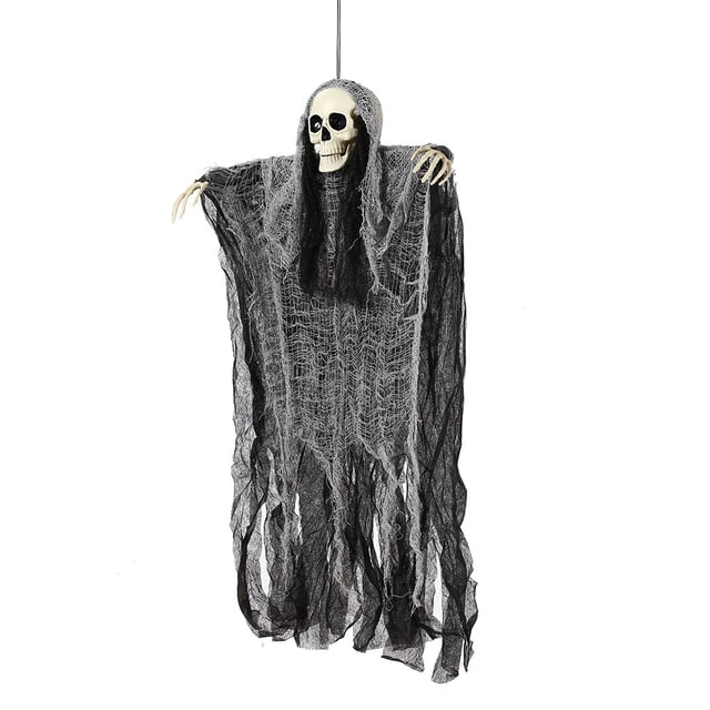 Kcavykas Décorations Squelettes Fantômes Suspendus pour la Fête du Canada, Saison Ouverte Halloween - 47.24 Po Led Yeux Rouges Suspendus Faucheuses avec Cheveux pour Décoration Intérieure Extérieure Halloween