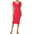 thumbnail image 1 of TheMogan Robe Midi Moulante en Jersey de Coton Extensible à Manches Courtes pour Femmes, 1 of 6