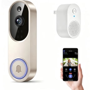 1080P Wireless WiFi Video Doorbell Camera with Doorbell Receiver, Two Way Audio, Night Vision, AI Motion Detection, Cloud Storage, 2.4GHz WiFi Smart Home Security Doorbell