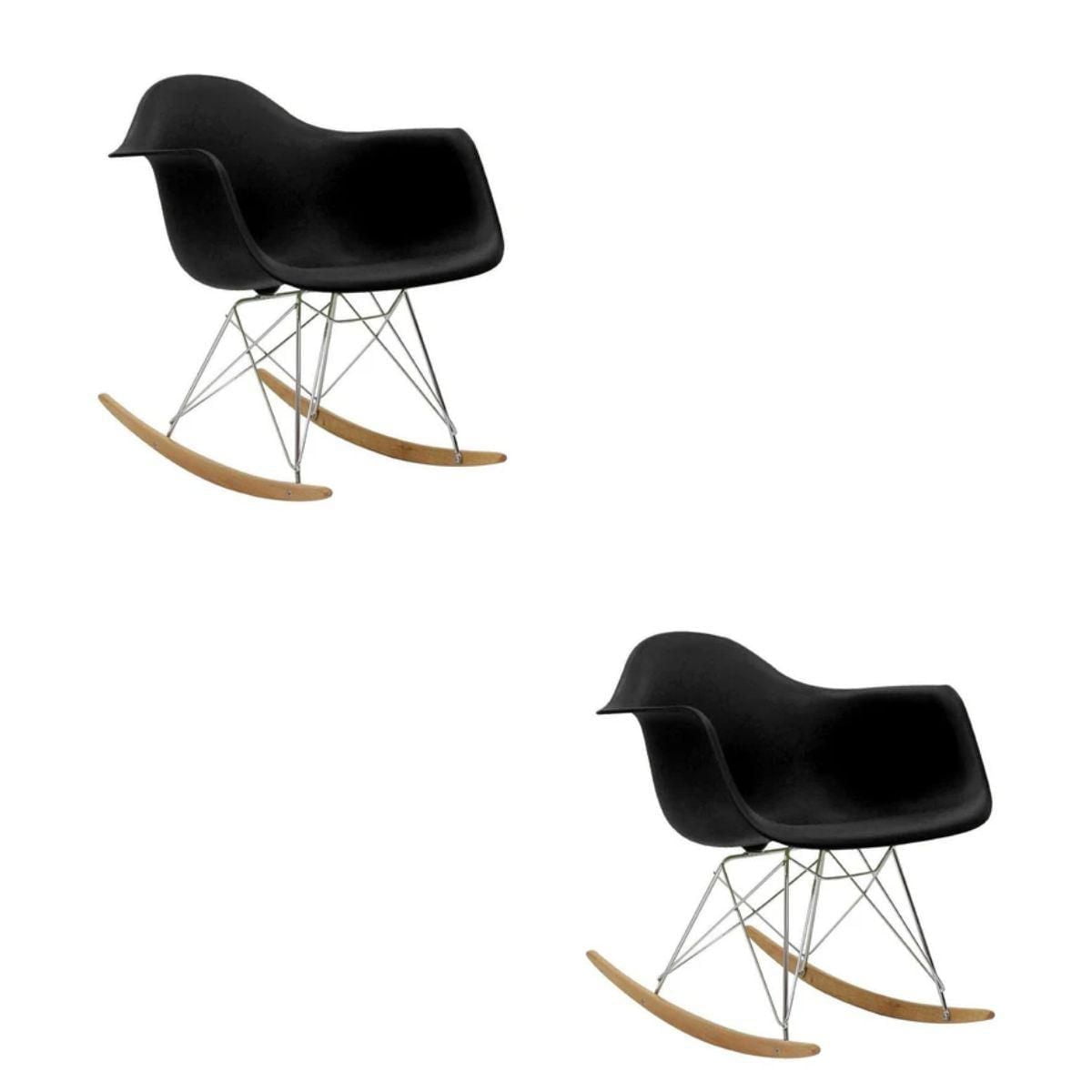 Fauteuil à bascule pour enfants en noir ENSEMBLE DE 2