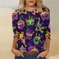 thumbnail image 6 of Craaazy Fashion Women's Carnival Print Loose Crew Neck 3/4 Sleeve T-Shirts Gifts, 6 of 6